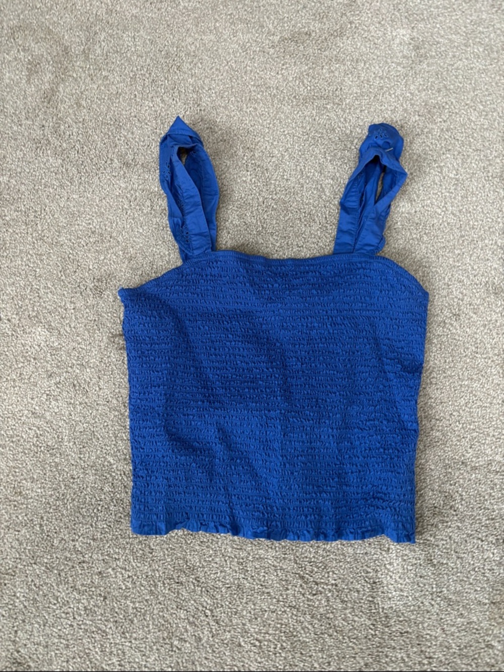 Old Navy Royal Blue Smocked Tank with Tie Straps